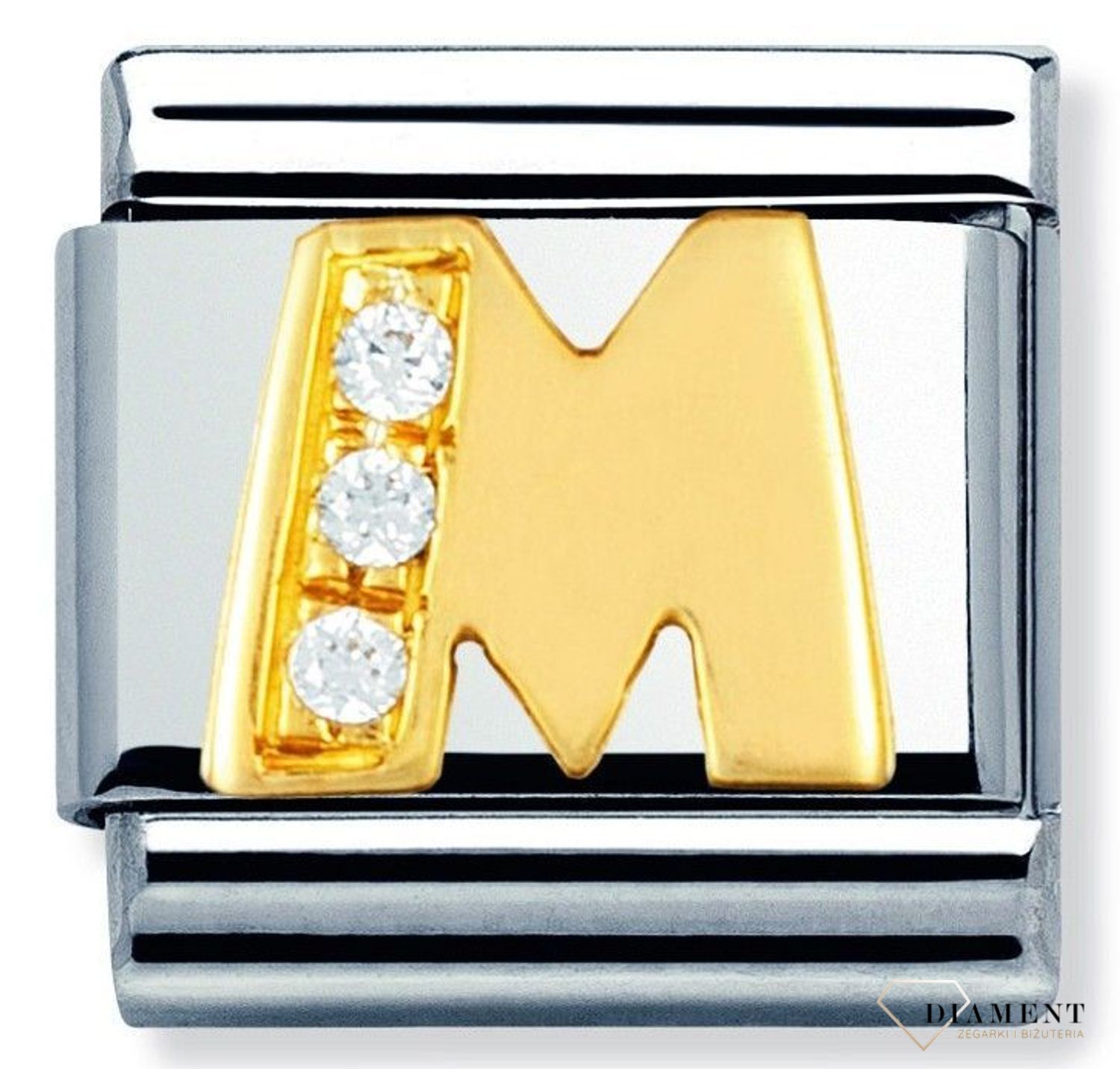 Nomination - Link 18K zawieszka złoto 'Litera M z cyrkoniami' 030301 13.jpg